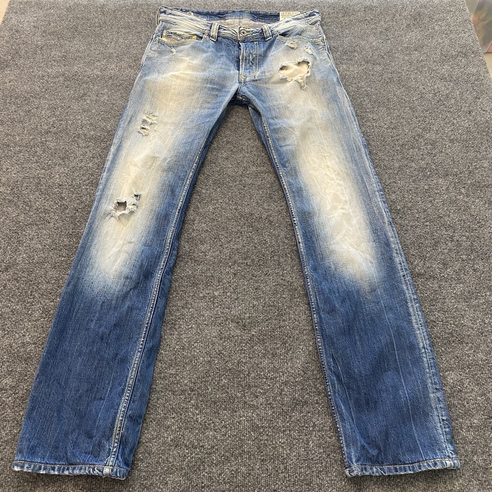 Diesel Safado Slim Straight Jeans Mens 30x34 Ripped Distressed Denim Wash 008QL